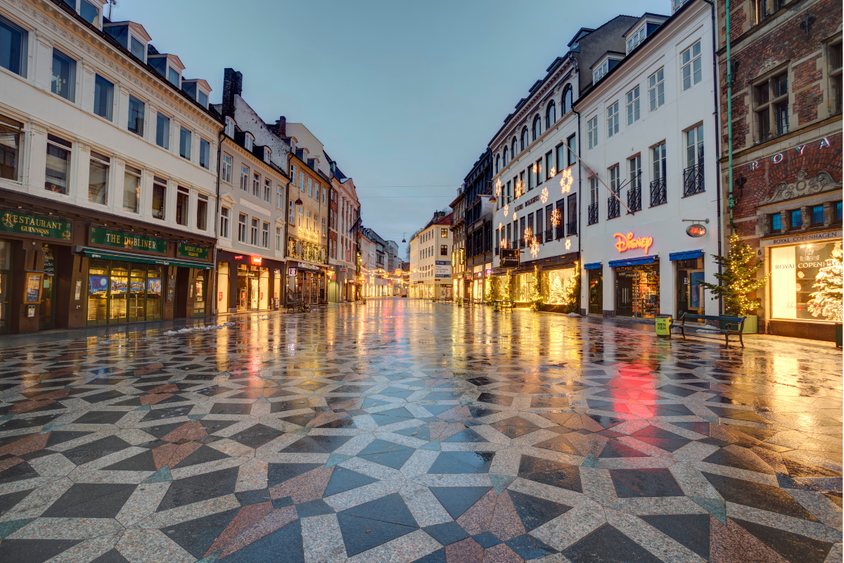 Calle Strøget en Navidad